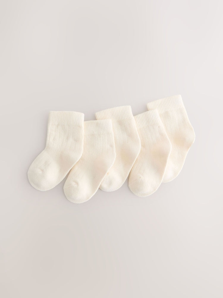 Cream Baby Socks 5 Pack - Size 50cm (First Size) - Cream