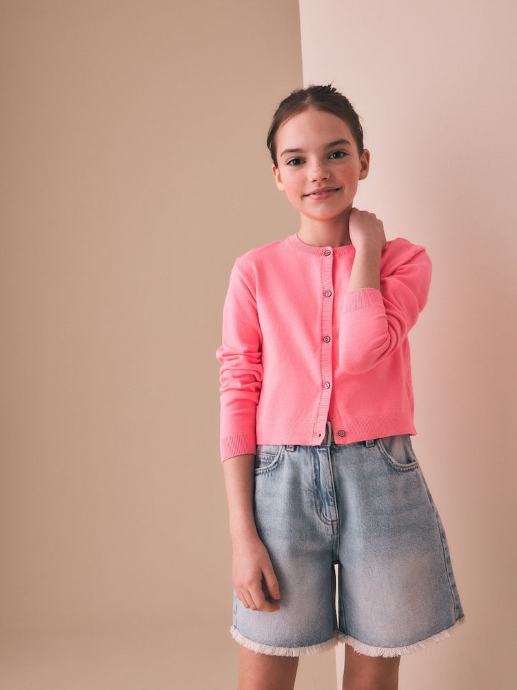 Fluro Pink Button Up Cardigan (3mths-16yrs)