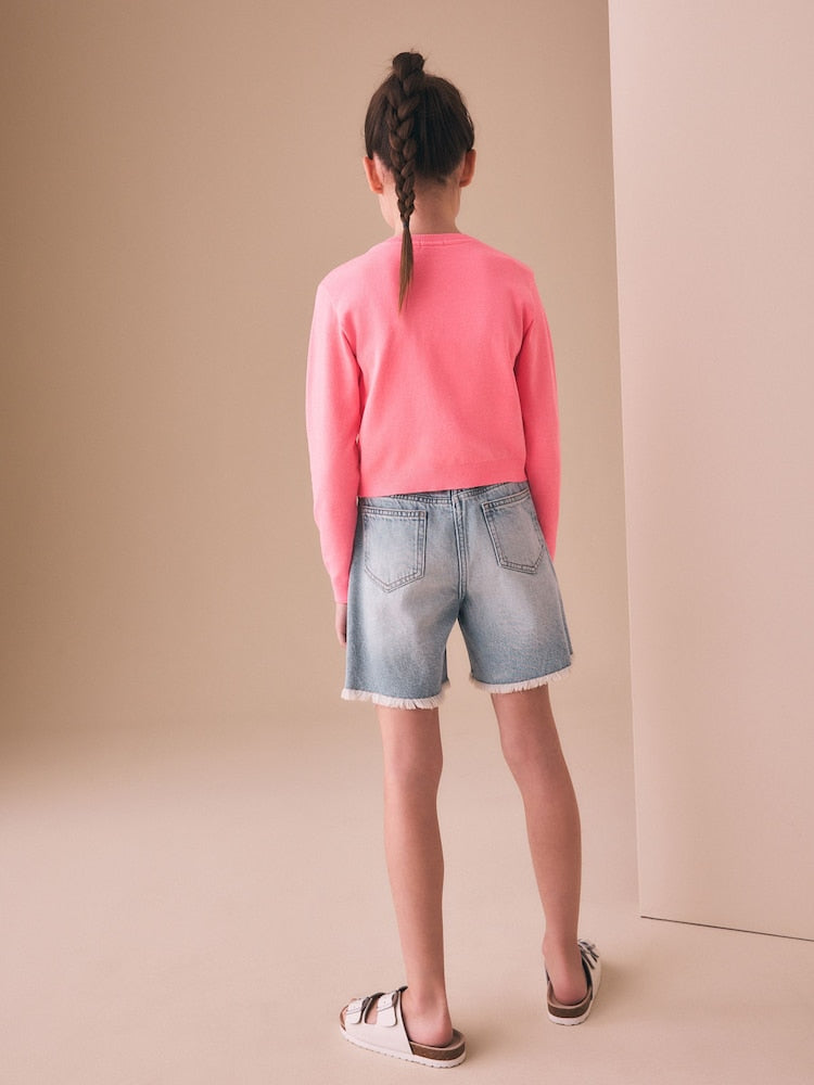 Fluro Pink Button Up Cardigan (3mths-16yrs)
