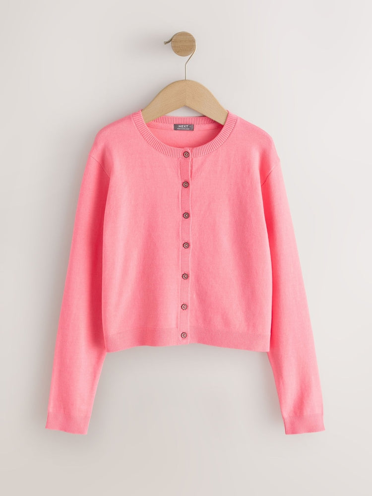 Fluro Pink Button Up Cardigan (3mths-16yrs)