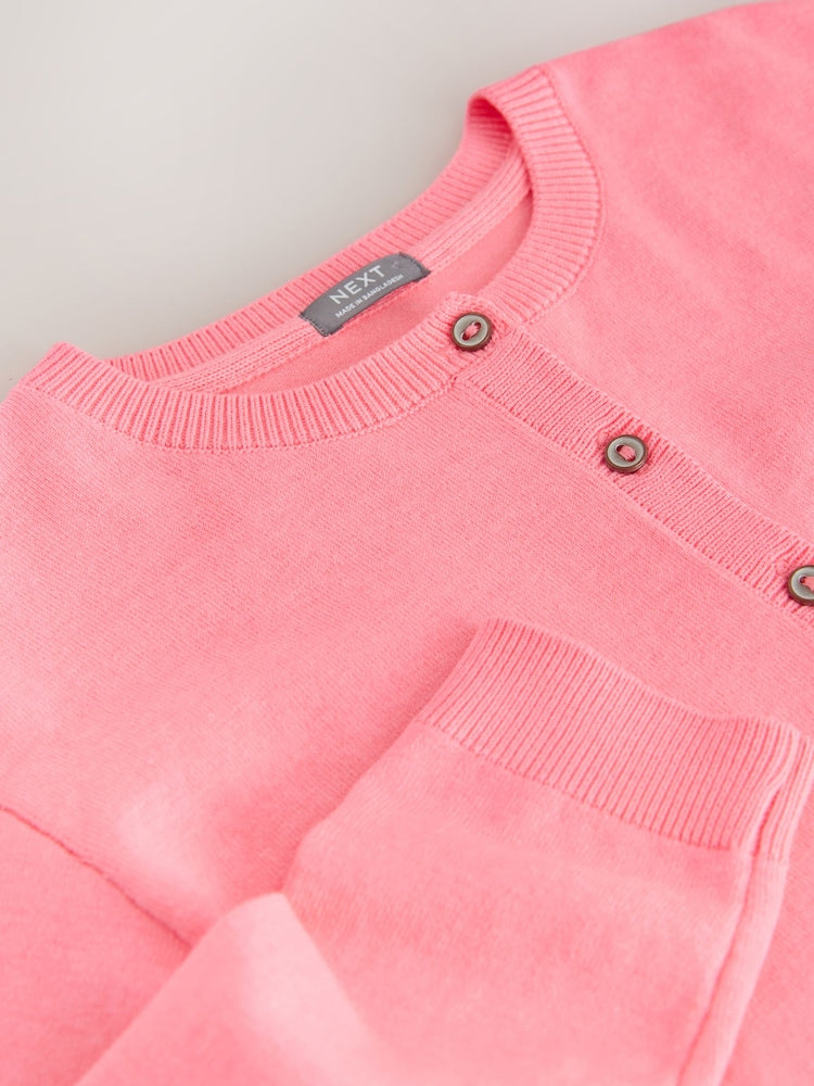 Fluro Pink Button Up Cardigan (3mths-16yrs)
