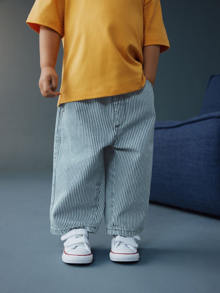 Blue/White Stripe Wide Fit Jeans (3mths-7yrs) - Size 3-6 Months (62-68cm) - Blue/White Stripe Wide Fit
