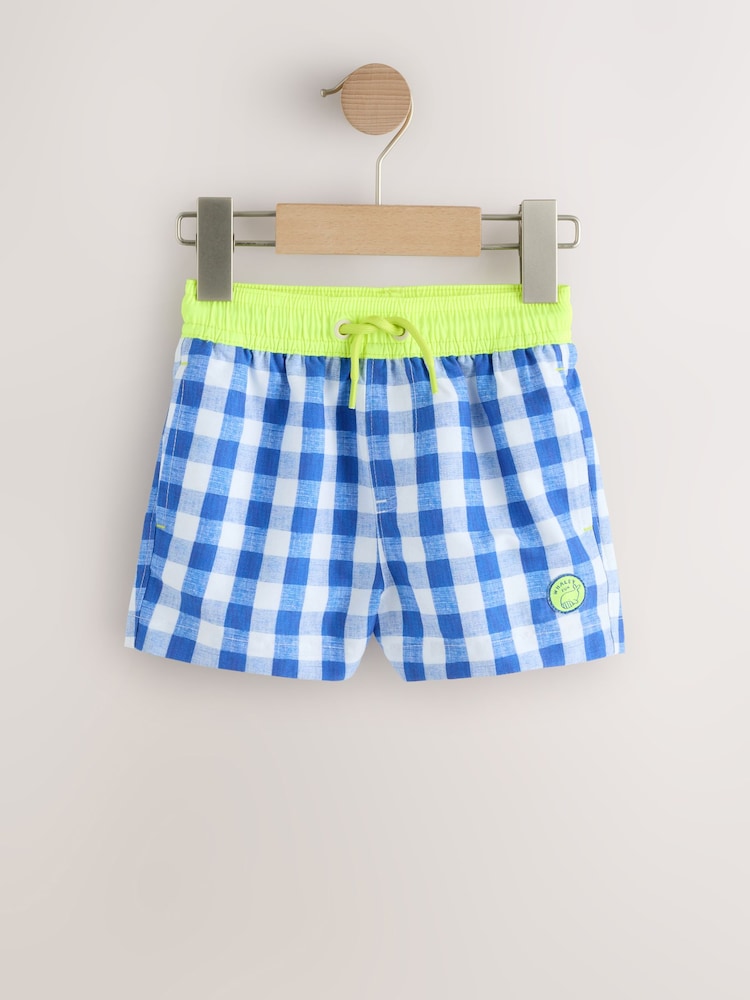 Blue Gingham Printed Swim Shorts (3mths-7yrs)