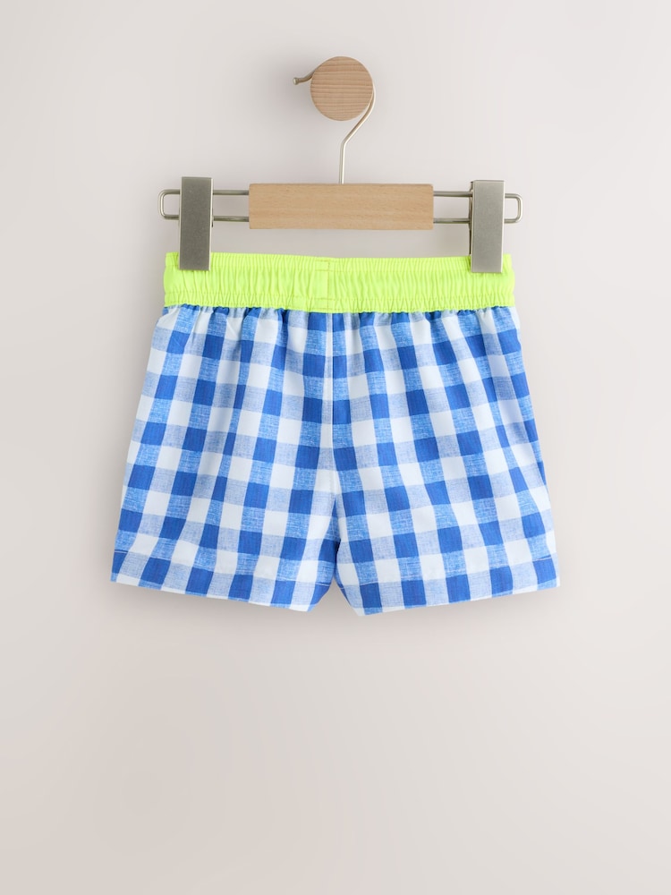 Blue Gingham Printed Swim Shorts (3mths-7yrs)
