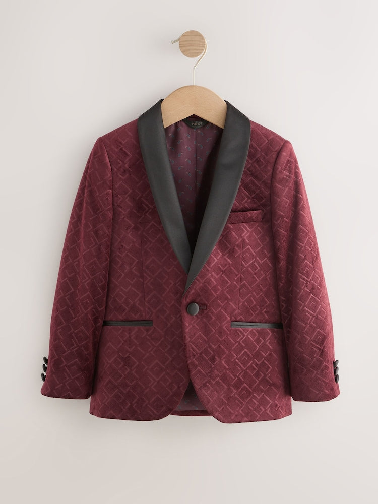 Burgundy Red Textured Velvet Blazer (3-16yrs)