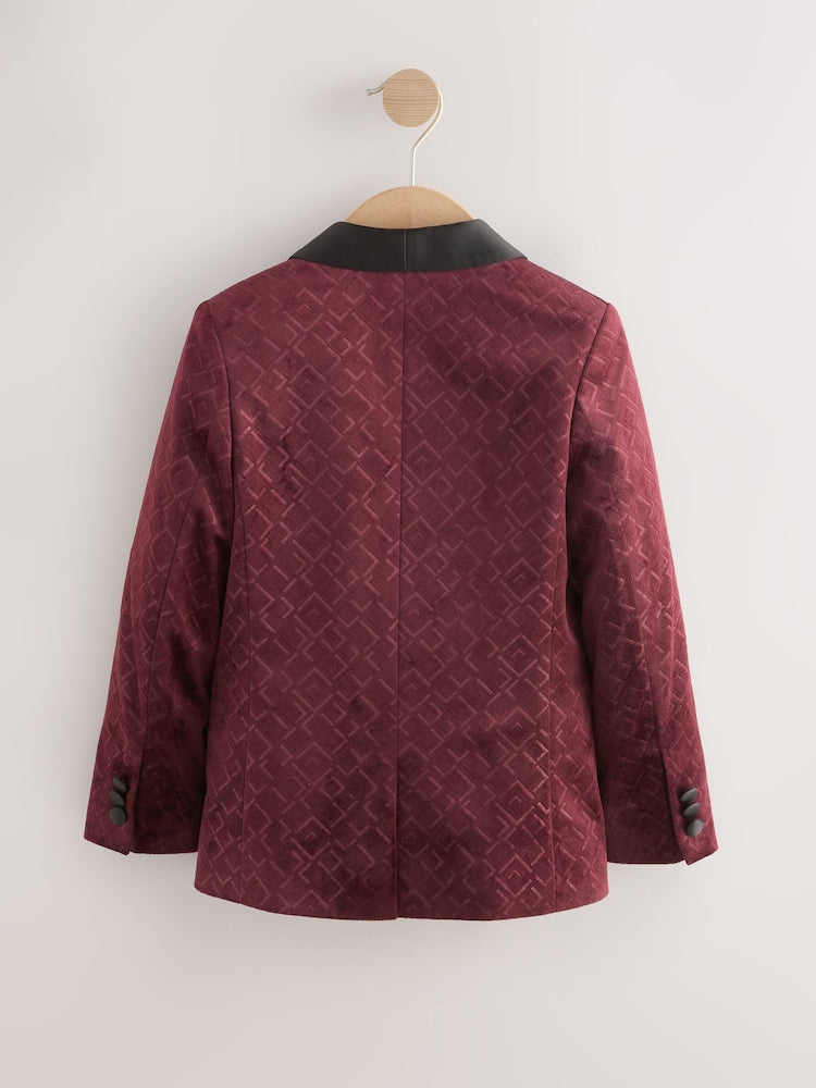 Burgundy Red Textured Velvet Blazer (3-16yrs)