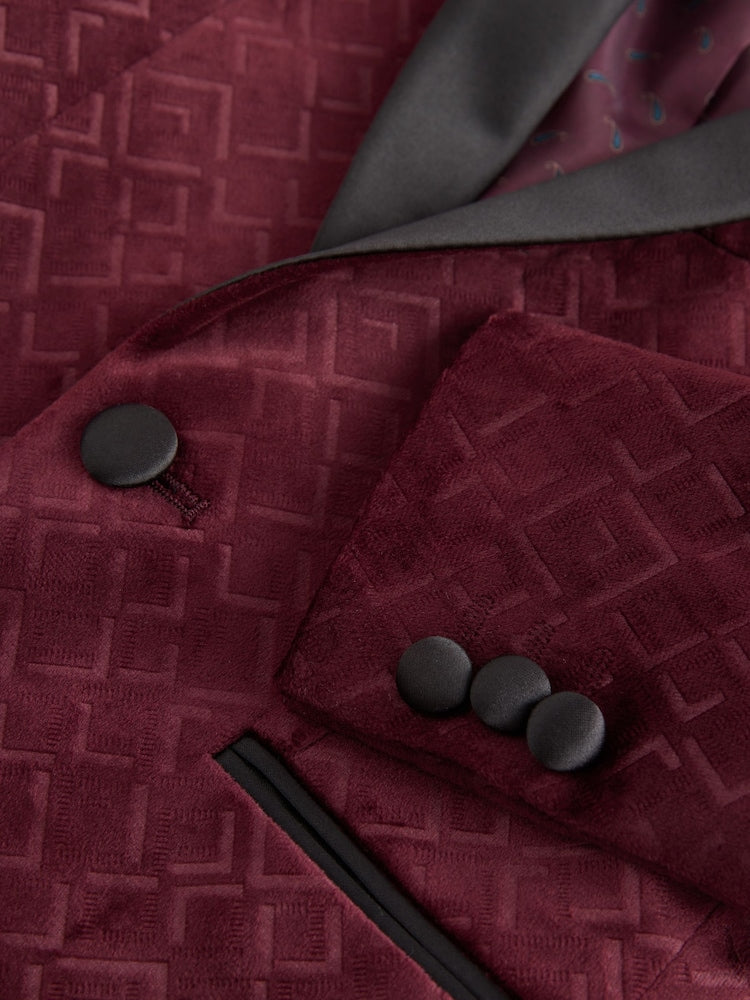 Burgundy Red Textured Velvet Blazer (3-16yrs)