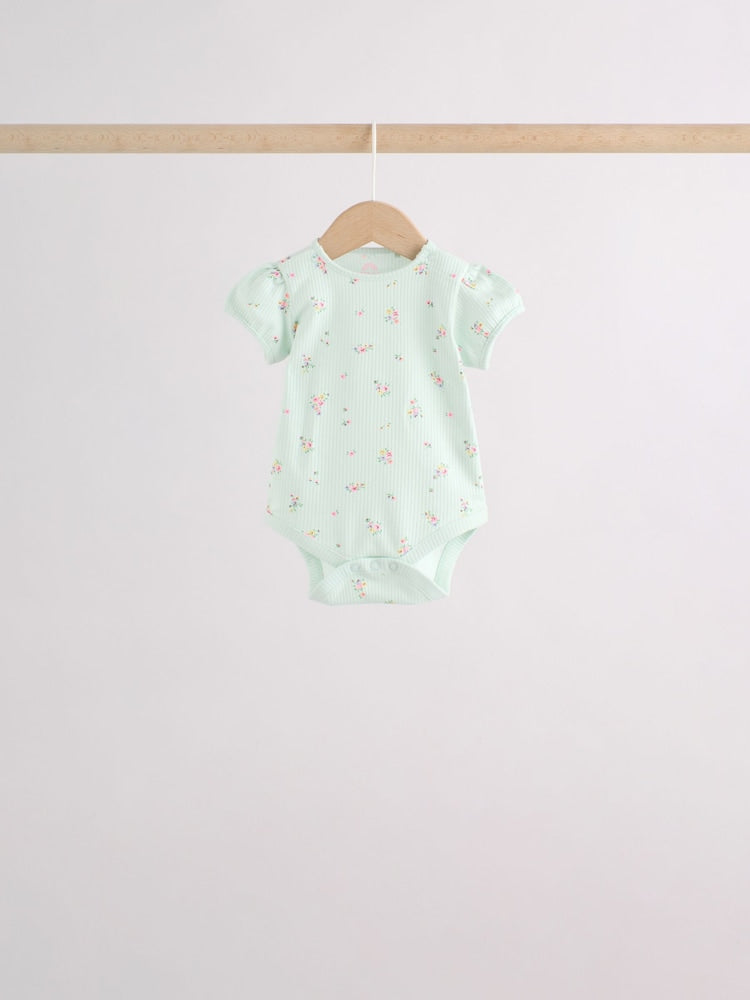 Pink/Yellow Short Sleeve Baby Bodysuits 5 Pack