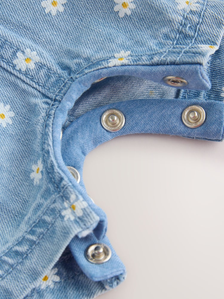 Denim Blue Daisy Dungaree and Bodysuit Baby 2 Piece Set (0mths-3yrs)
