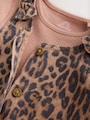 Leopard Print Pinafore Long Sleeve Bodysuit & Tights 3 Piece Set (0mths-2yrs) - Size 50cm (First Size)
