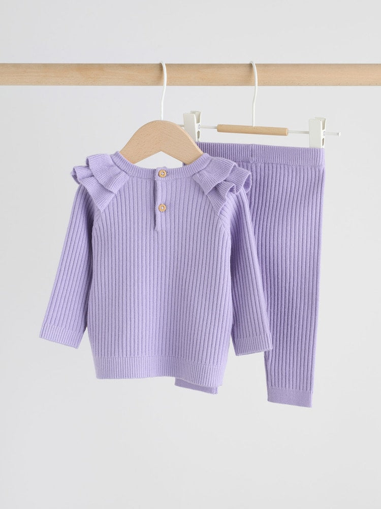 Purple Baby Knitted Jumper and Leggings Set 2 Piece (0mths-3yrs)