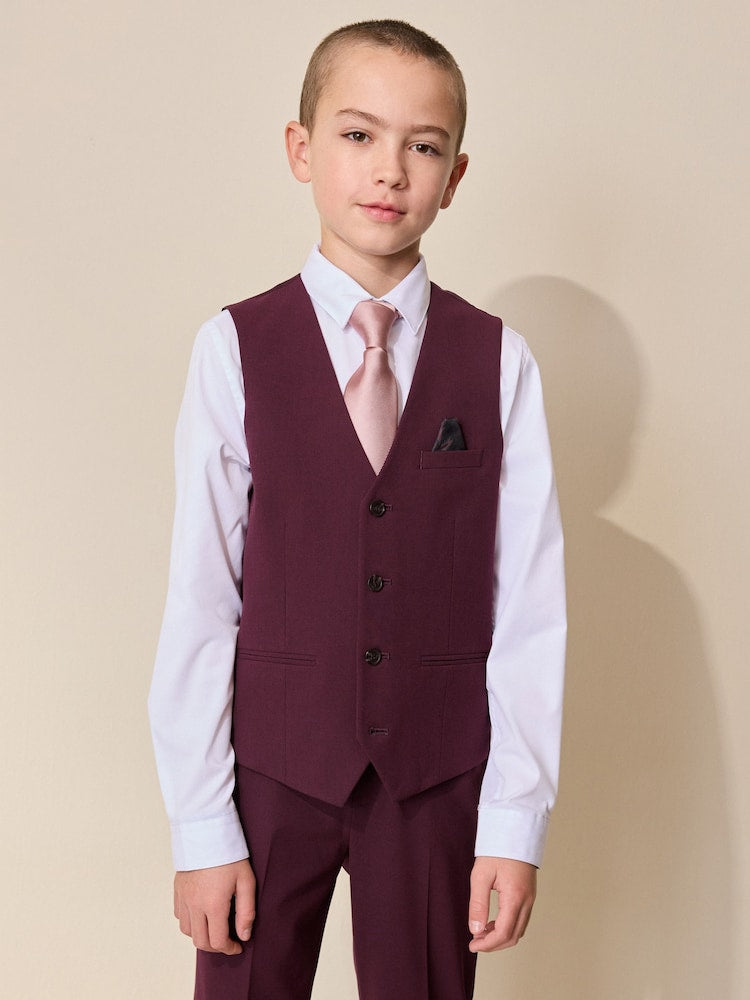 Burgundy Red Waistcoat (12mths-16yrs)