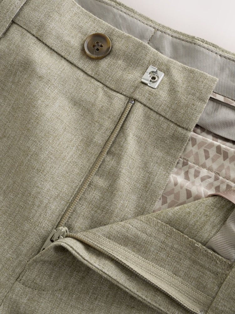 Khaki Green Linen Blend Suit Trousers (3-16yrs)
