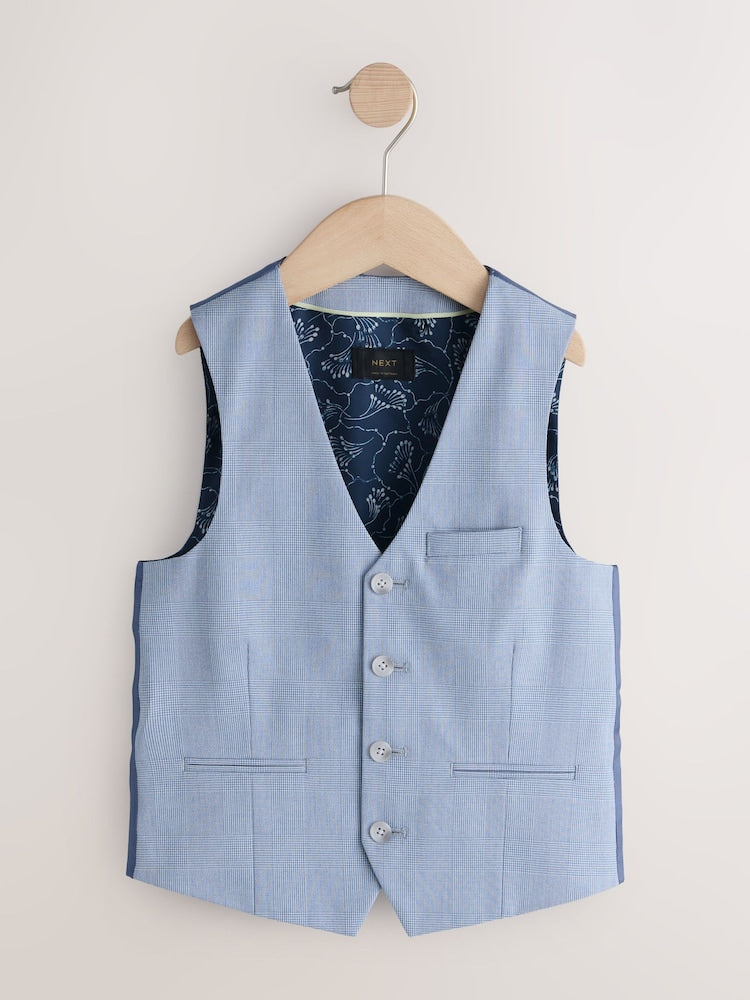Light Blue Check Waistcoat (3-16yrs)
