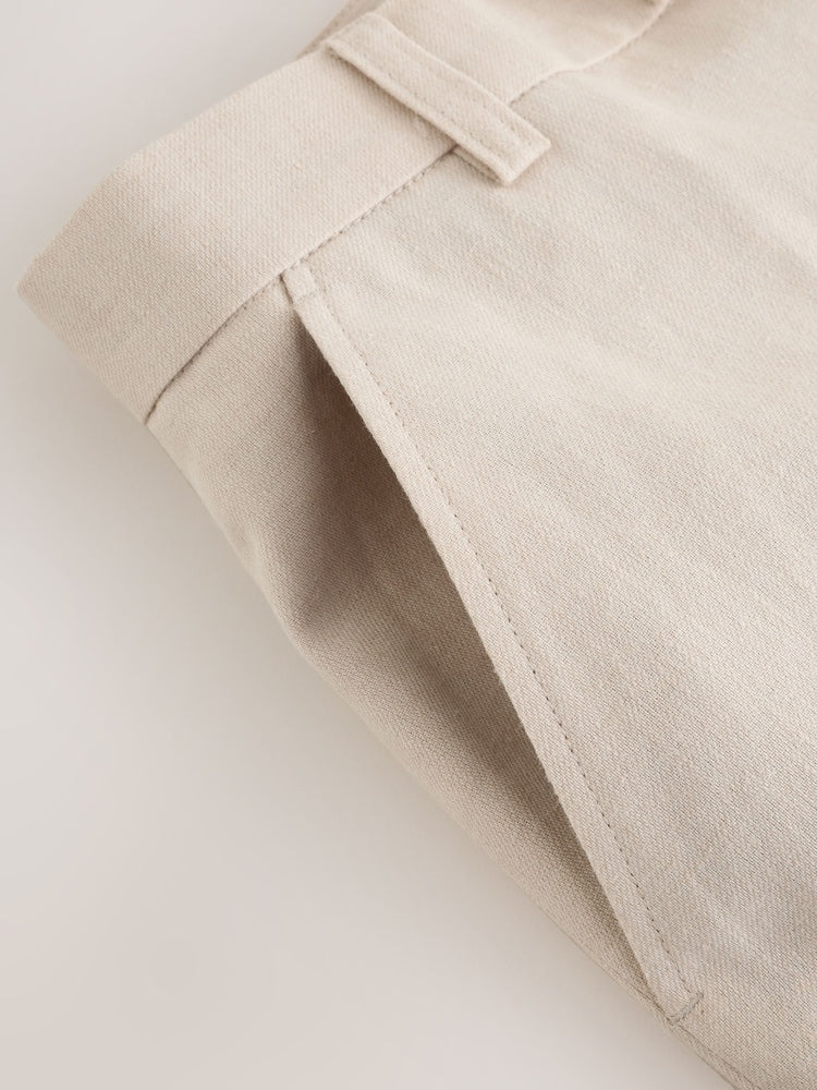 Neutral Beige Linen Blend Suit Trousers (3-16yrs)
