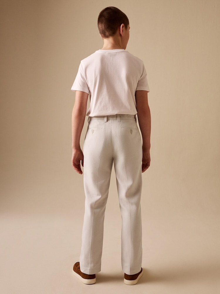 Neutral Beige Linen Blend Suit Trousers (3-16yrs)