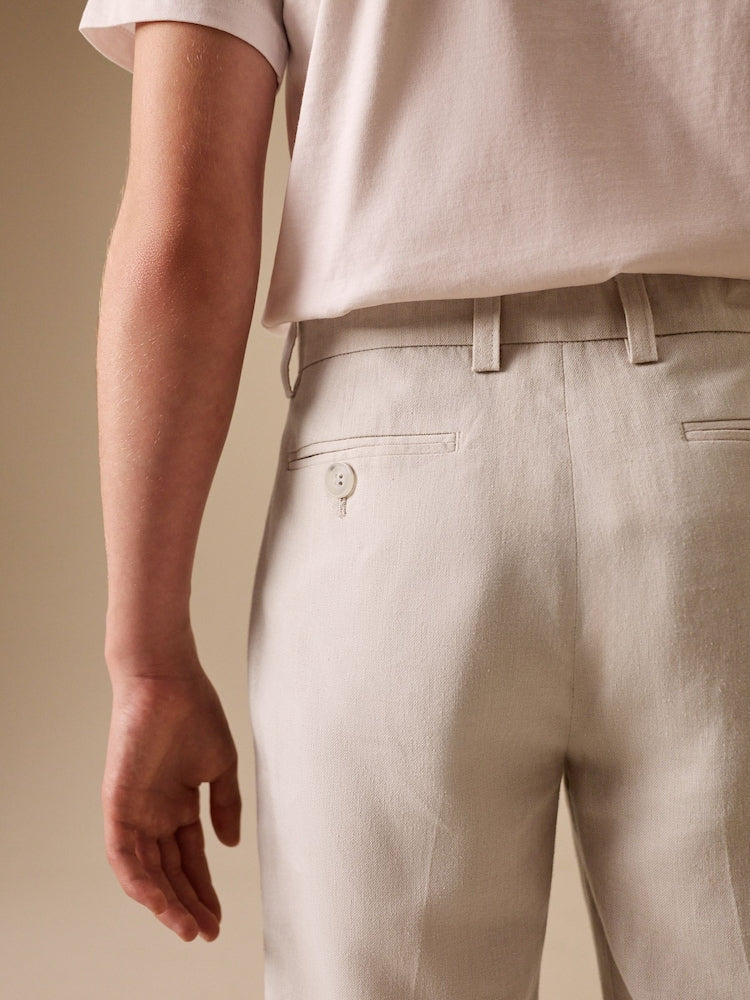 Neutral Beige Linen Blend Suit Trousers (3-16yrs)