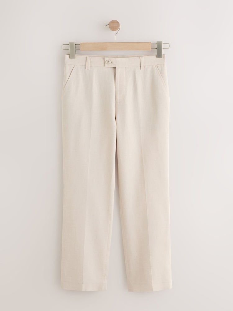 Neutral Beige Linen Blend Suit Trousers (3-16yrs)