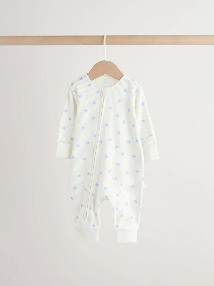 Blue/Green Star Way Zip Baby Sleepsuits 3 Pack (0mths-3yrs)