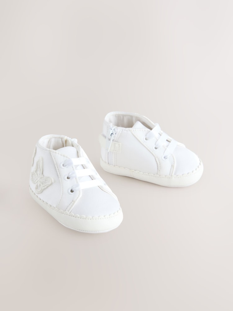 White Baby High Top Trainers (0-24mths) - Size Up To 3 Months (50 - 62cm)