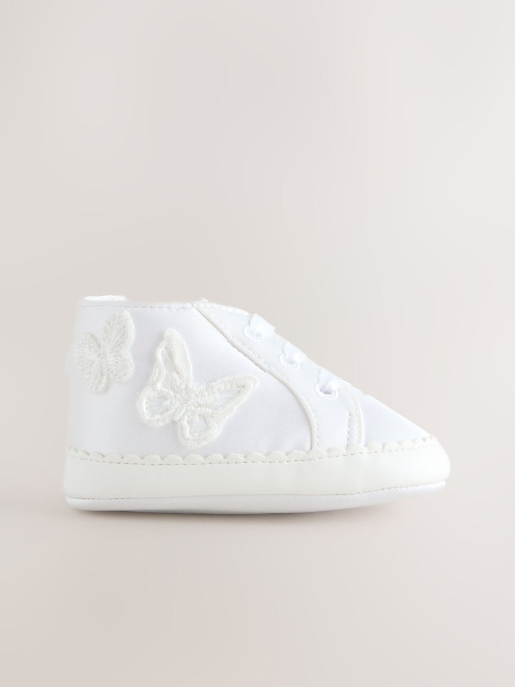 White Baby High Top Trainers (0-24mths) - Size Up To 3 Months (50 - 62cm)