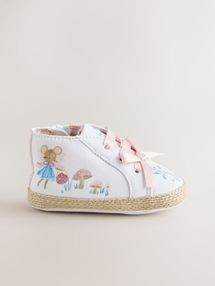 White/Pink Character Baby High Top Trainers (0-24mths)