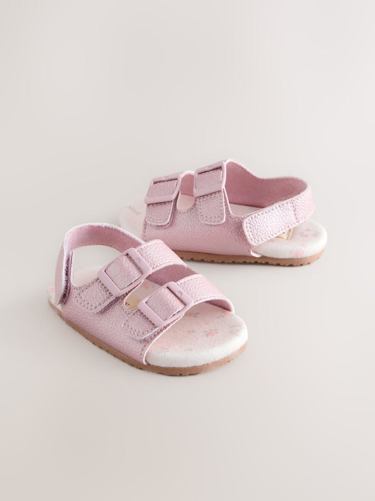 Pink Shimmer Touch and Fasten Baby Sandals (0-24mths)