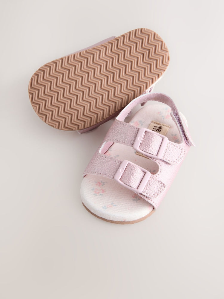 Pink Shimmer Touch and Fasten Baby Sandals (0-24mths)