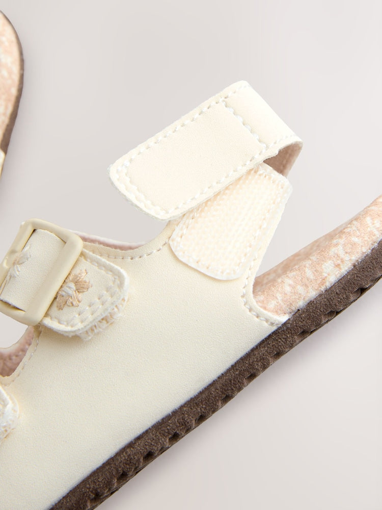 Neutral Floral Touch and Fasten Baby Sandals (0-24mths)