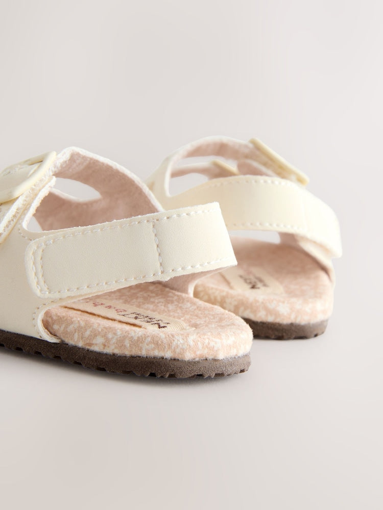 Neutral Floral Touch and Fasten Baby Sandals (0-24mths)