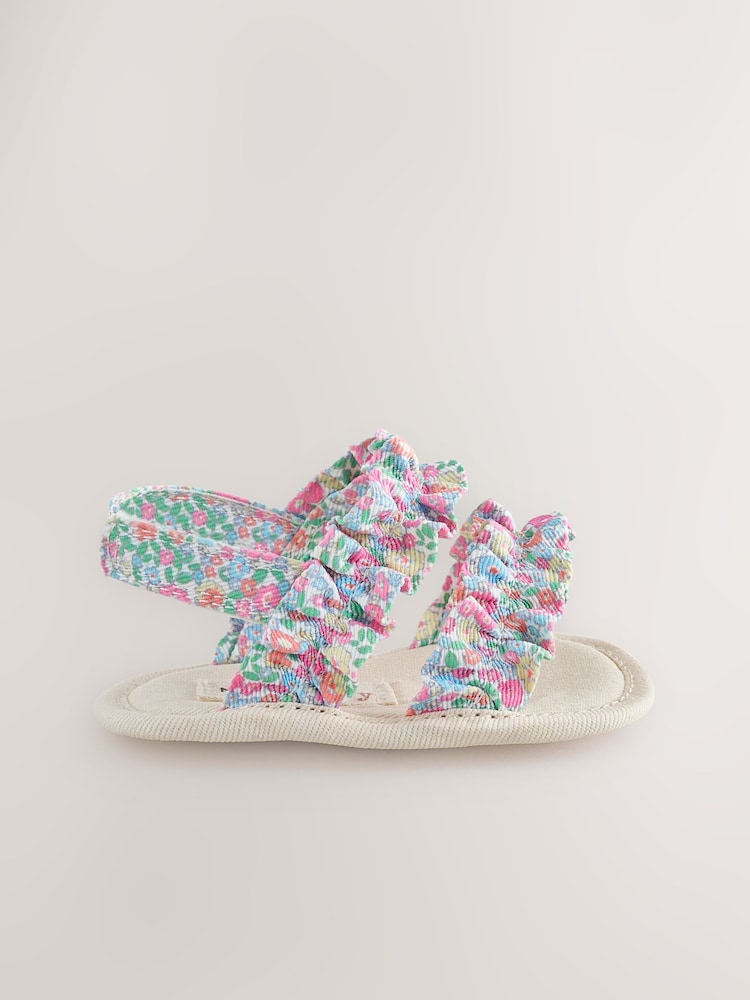 Pink Floral Baby Ruffle Sandals (0-24mths)