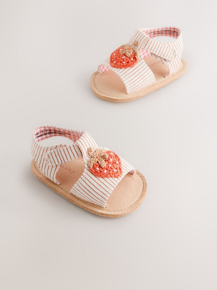 White/Pink Strawberry Baby Sandals (0-18mths)