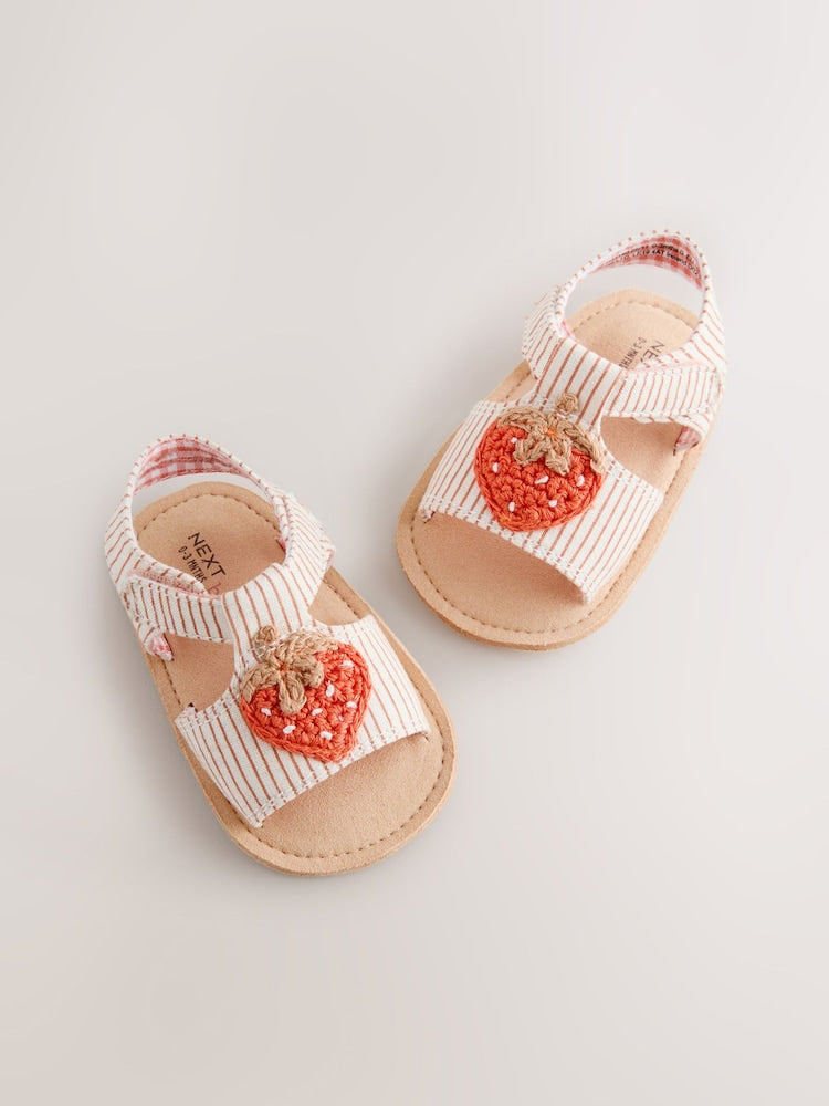 White/Pink Strawberry Baby Sandals (0-18mths)
