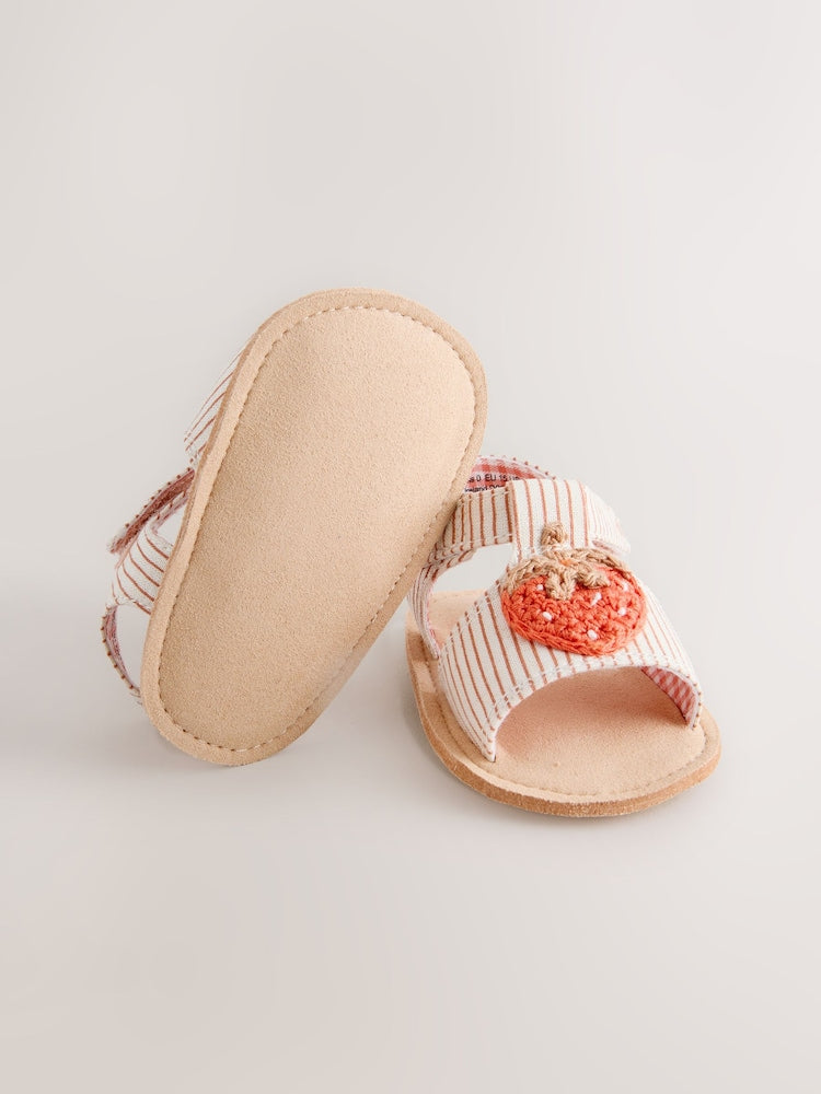 White/Pink Strawberry Baby Sandals (0-18mths)