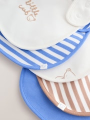 Blue/Ecru Bear Baby Bibs 5 Pack - Size One