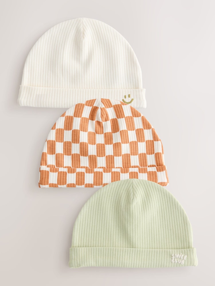 Green/Orange Baby Beanies 3 Pack (0-18mths)