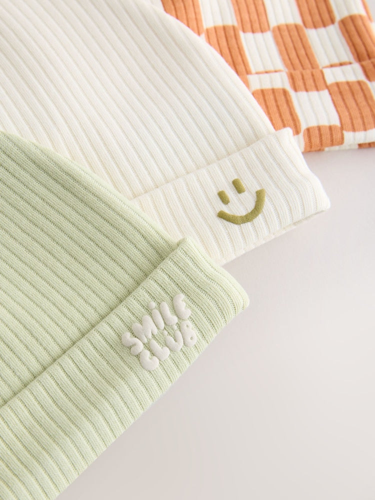 Green/Orange Baby Beanies 3 Pack (0-18mths)