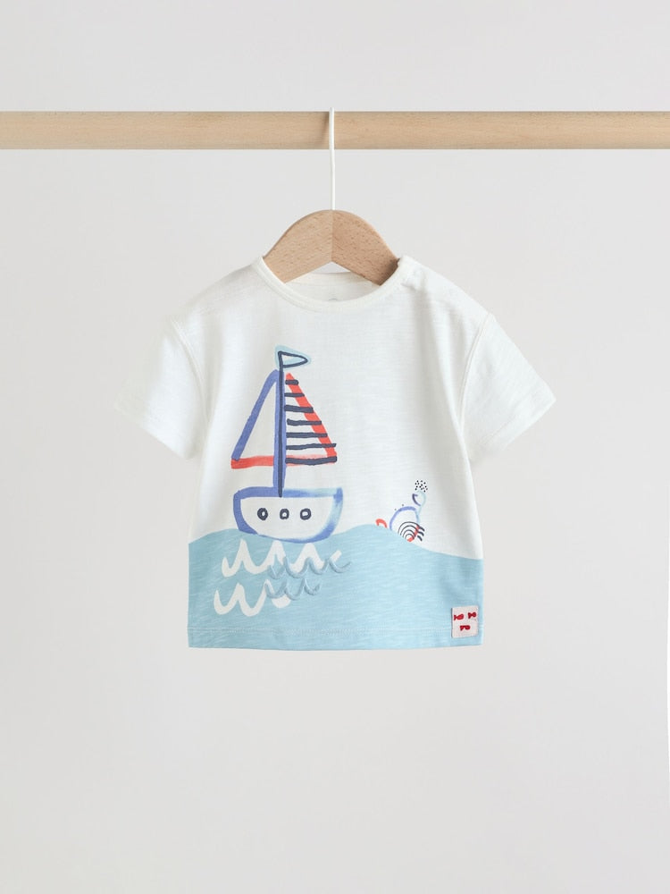 Blue Nautical Scene Top and Shorts Baby Set (0mths-2yrs)