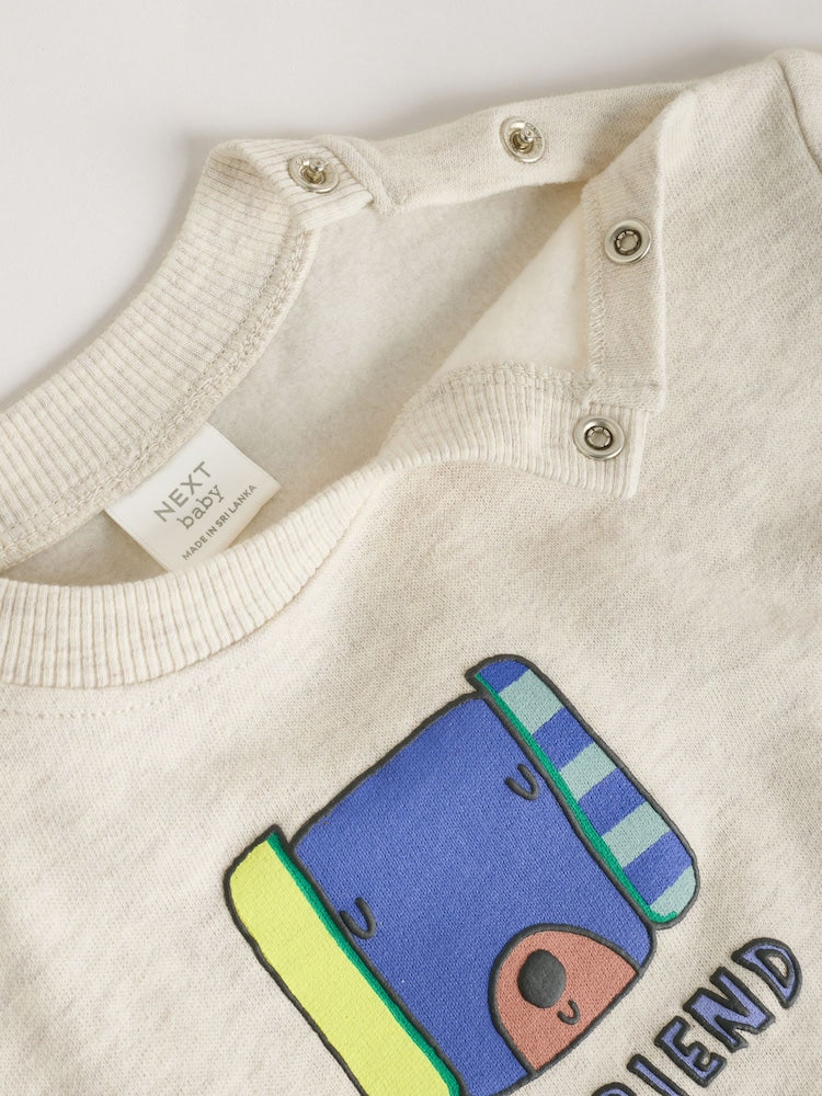 Grey Stripe Dog Sweatshirt and Shorts Baby Set (0mths-2yrs)