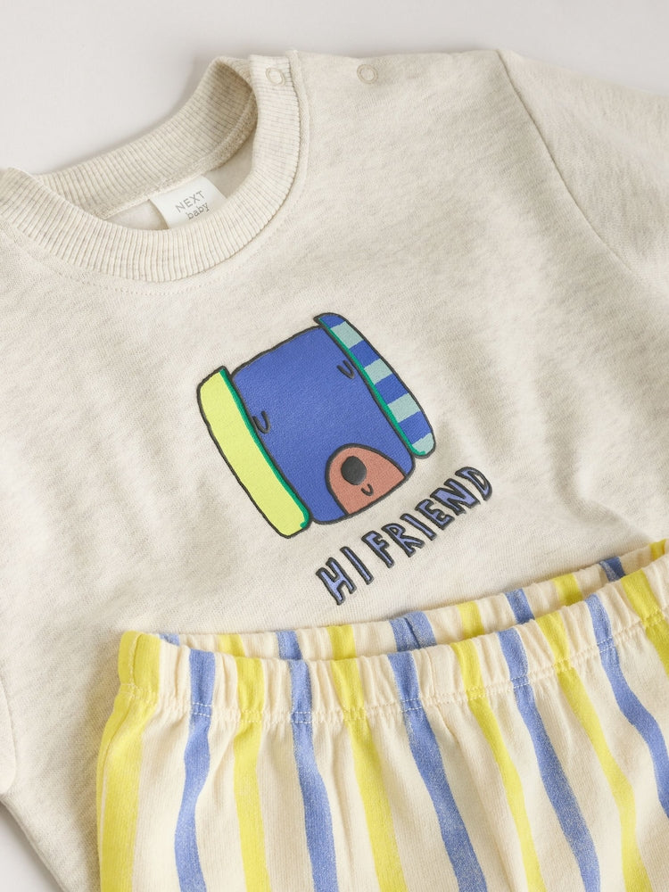 Grey Stripe Dog Sweatshirt and Shorts Baby Set (0mths-2yrs)
