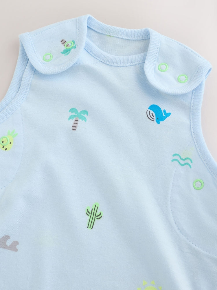 Blue Mini Turtles 0.5 Tog Sleeveless Baby Sleep Bag