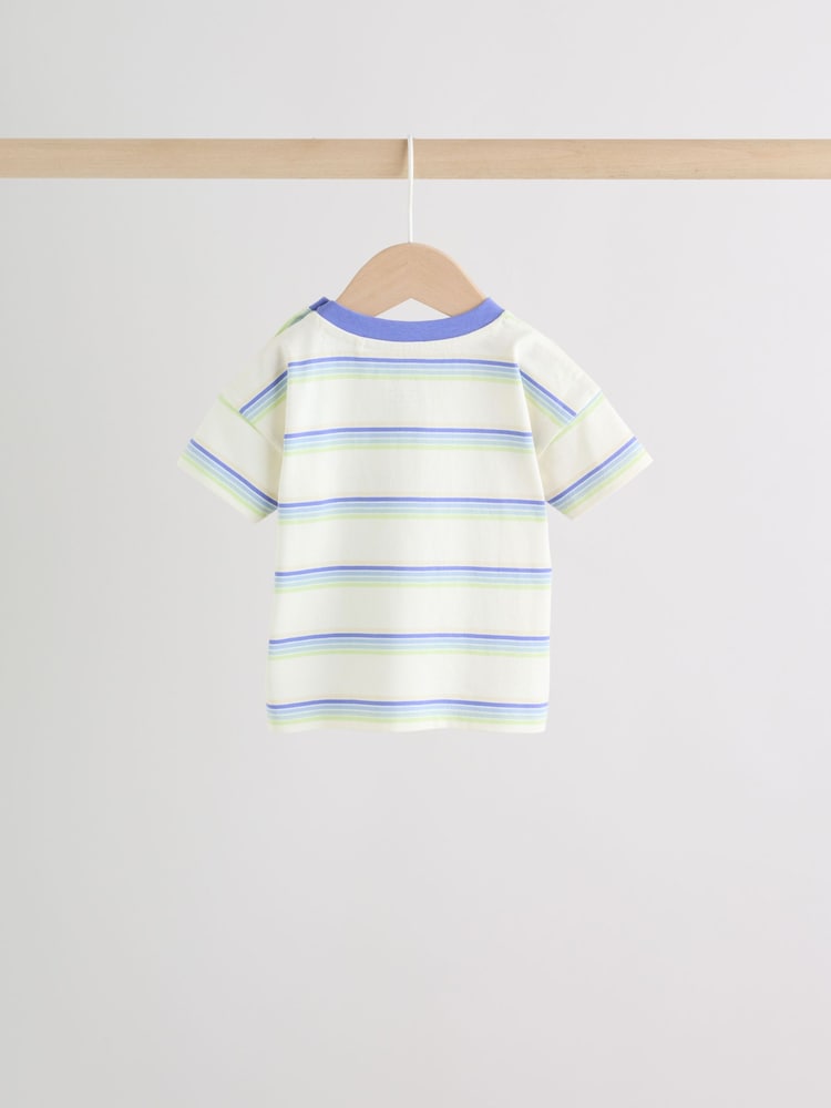 Blue/Green Stripe 6 Piece Baby T-Shirt and Joggers Set (0mths-3yrs)