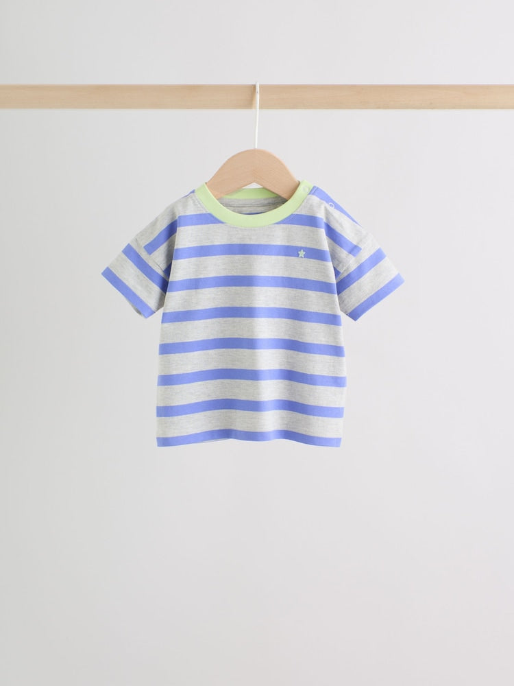 Blue/Green Stripe 6 Piece Baby T-Shirt and Joggers Set (0mths-3yrs)