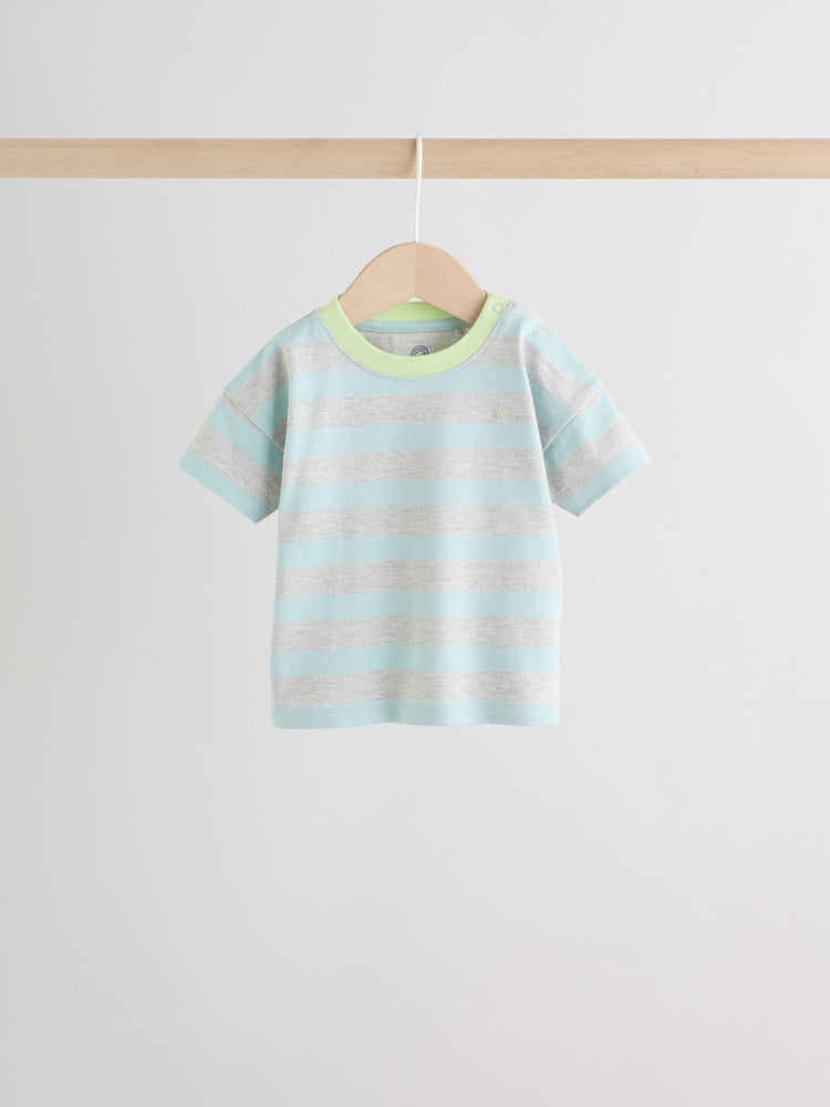 Blue/Green Stripe 6 Piece Baby T-Shirt and Joggers Set (0mths-3yrs)