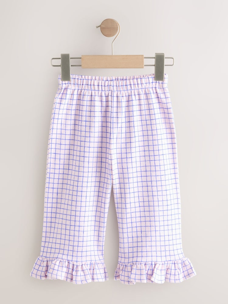 Pink/Blue Check Wide Leg Frill Trousers (3mths-7yrs)