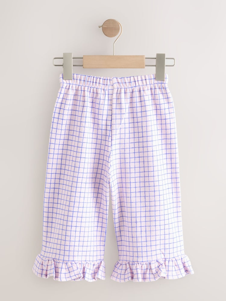 Pink/Blue Check Wide Leg Frill Trousers (3mths-7yrs)