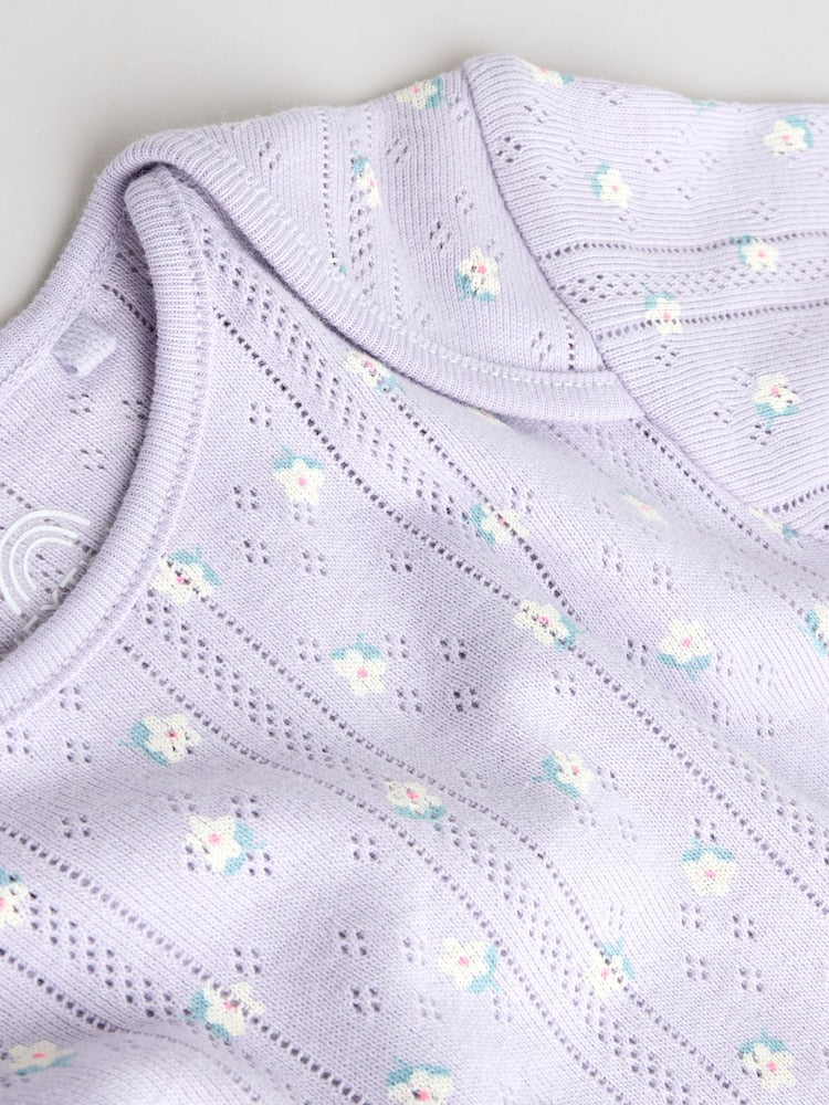 Purple Long Sleeve Baby Bodysuits 5 Pack