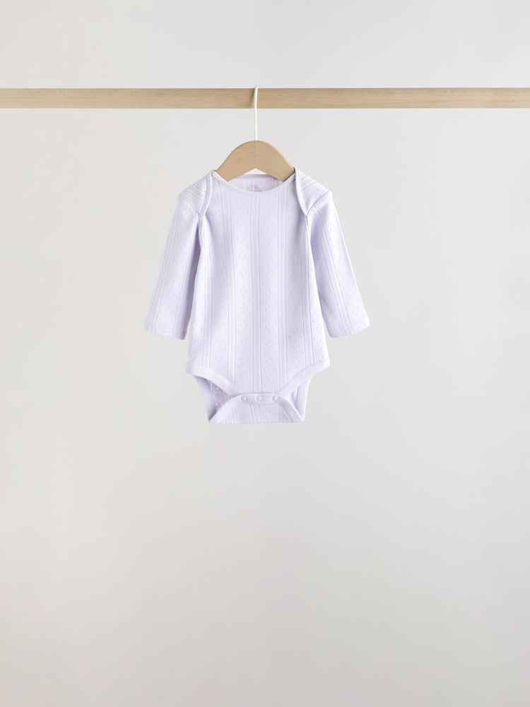 Purple Long Sleeve Baby Bodysuits 5 Pack
