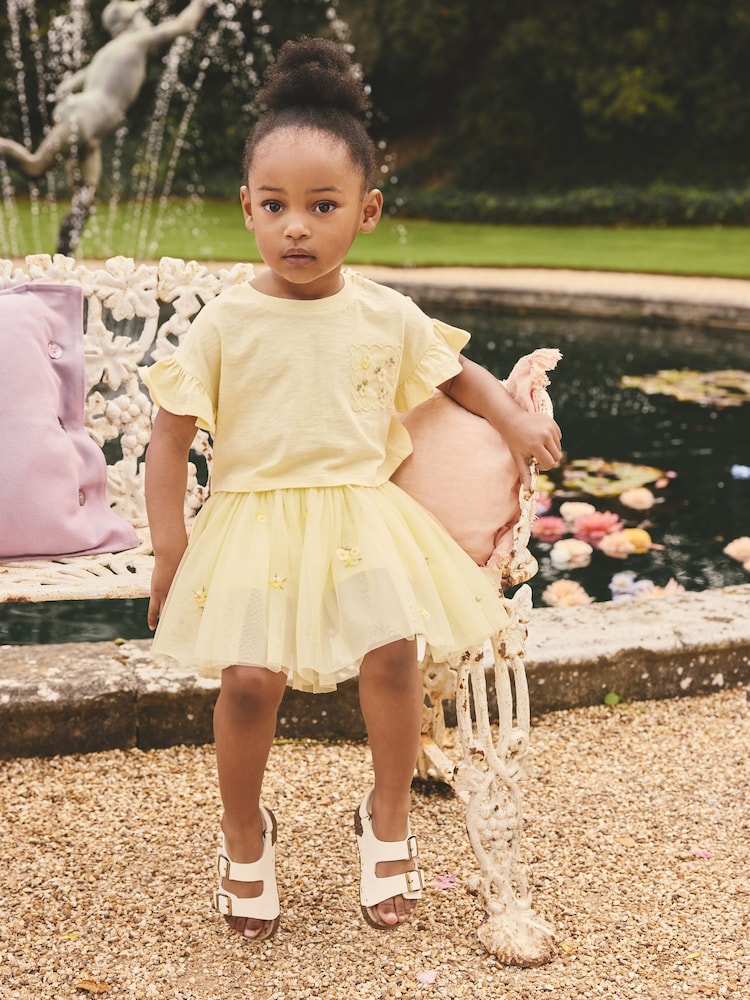 Yellow Embroidered Top & Skirt Set (3mths-7yrs)