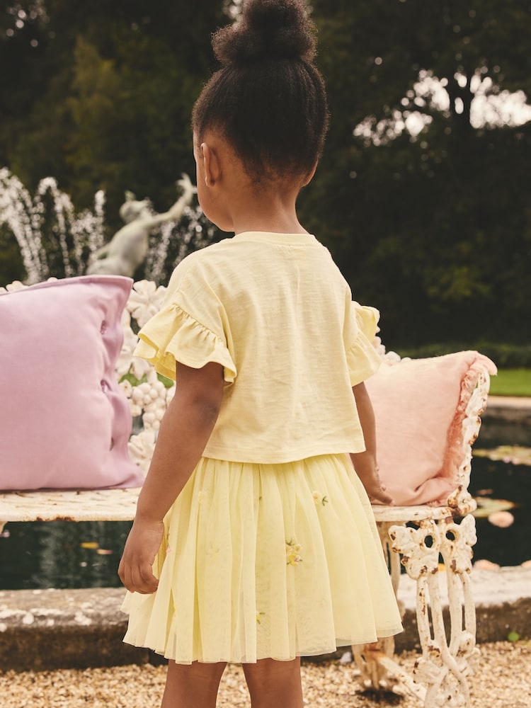 Yellow Embroidered Top & Skirt Set (3mths-7yrs)